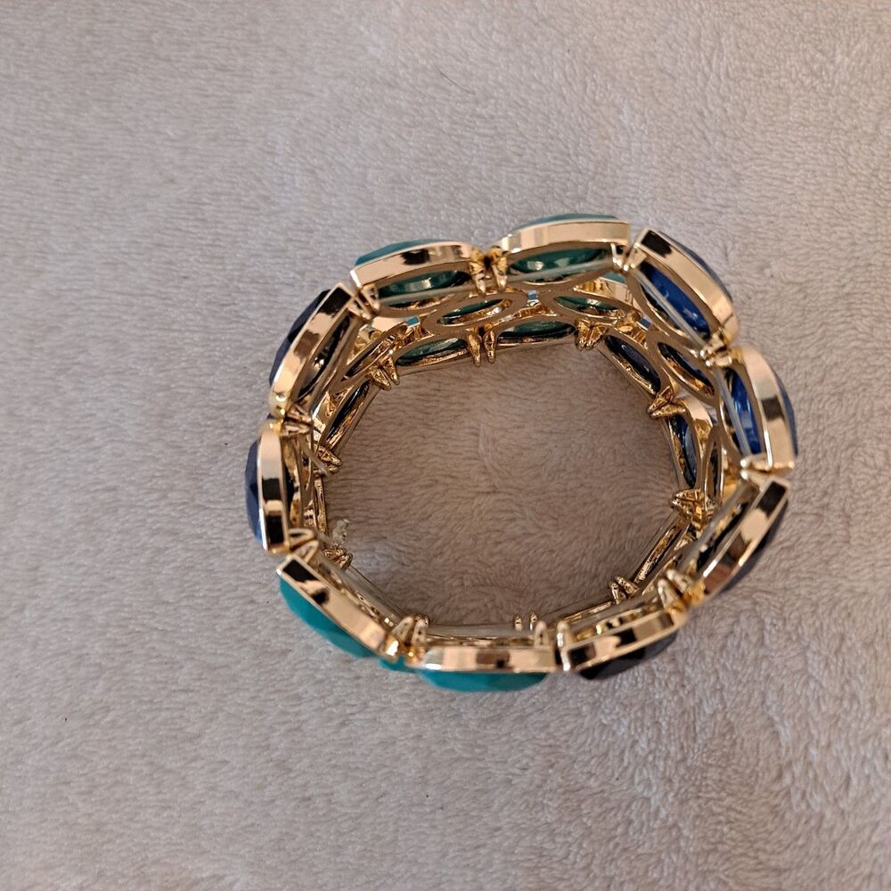 INC International Concepts Stretch Bracelet Goldtone Multi Blue - Picture 3 of 8